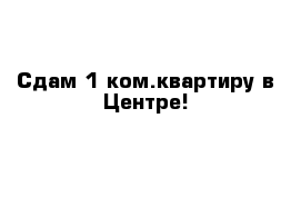 Сдам 1 ком.квартиру в Центре!